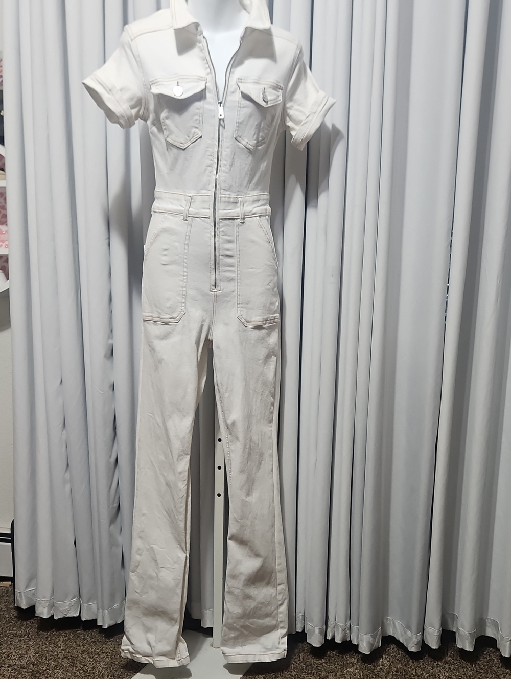 Stradivarius Stretch Denim Utility Jumpsuit